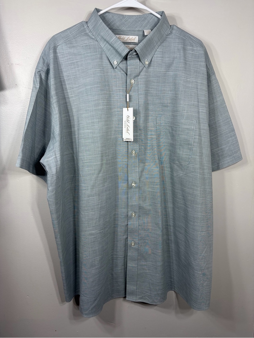 Gold Label Roundtree & Yorke XLT Non‎ Iron Performance Shirt NWT Blue Tall